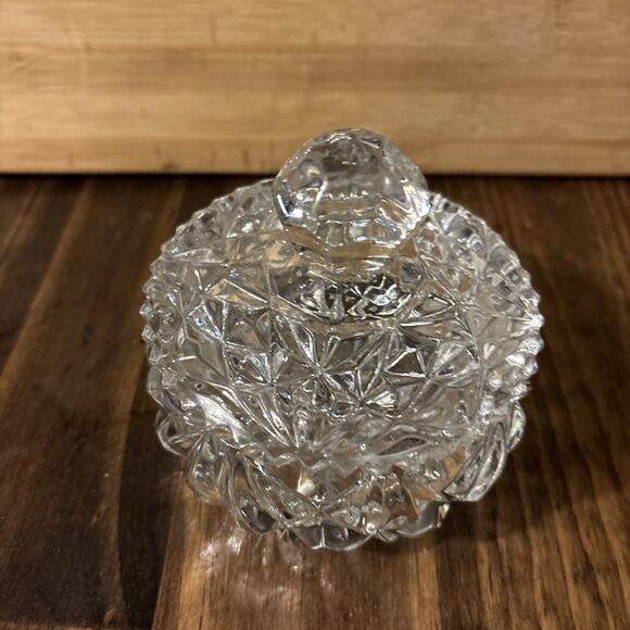 Vintage  Deep Cut Crystal Candy Dish/ Vanity Powder Holder With Lid - Picture 10 of 11